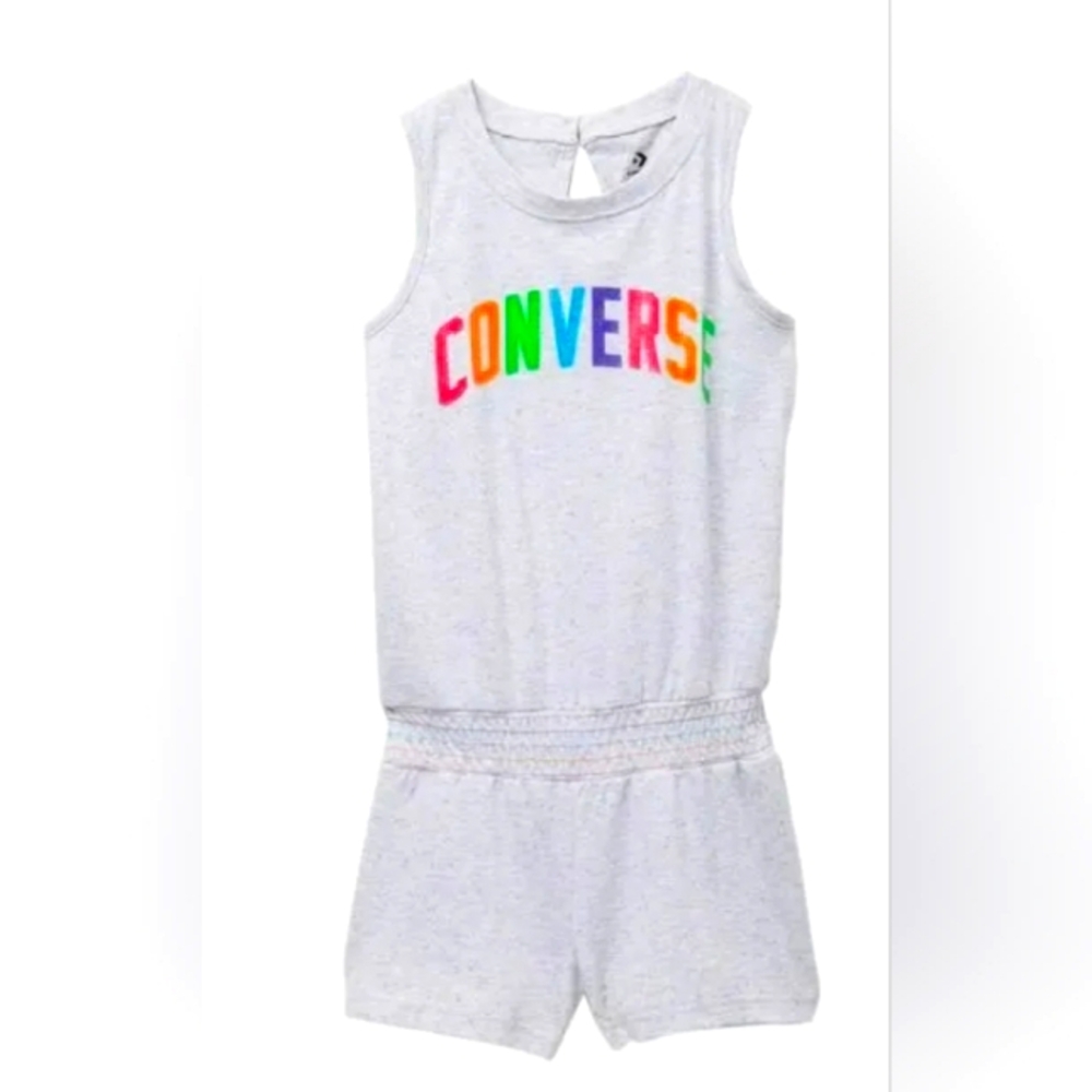 NWT Converse Ruffle Short Romper Girls Jumpsuit Size Large 12 Cute Top 1 Piece